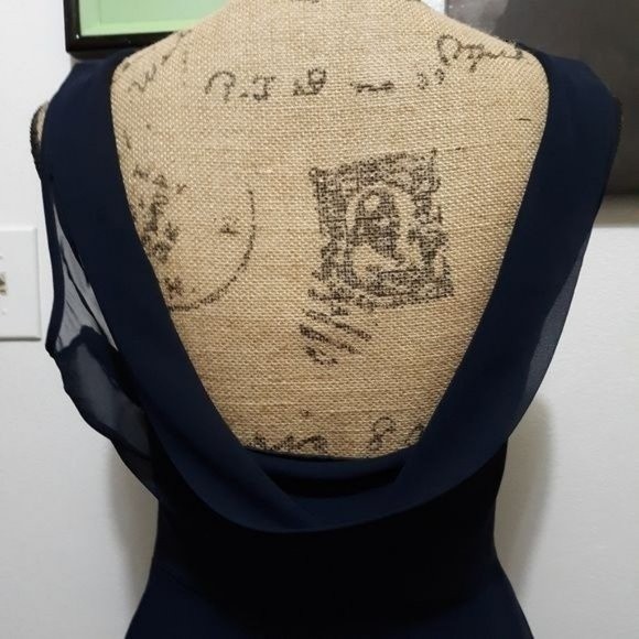 Dessy Collection, Vivian Diamond Blue Backless A Line Dress XS - Picture 3 of 16